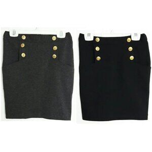 Set of Two Black and Gray High Waist Sailor Style Skirt b30